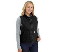 Carhartt Damen Loose Fit Washed Duck Sherpa Lined Mock Vest Work Utility Oberbekleidung, Schwarz, Mittel