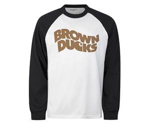 Carhartt WIP Brown Ducks Baseball Longsleeve T-Shirt white-black S