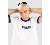 Carhartt WIP Connection Script Ringer T-Shirt white / wolfsbane hvy enz w Herren Gr. S