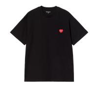 Carhartt - T-Shirt aus biologischer Baumwolle - S/S Heart II Hartt T-Shirt Black für Herren - Größe L - schwarz schwarz L