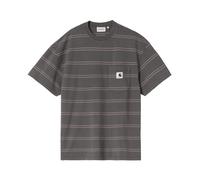 Carhartt WIP Women's S/S Bert Pocket T-Shirt Bert Stripe, Graphite / Hortensia, Garment dyed