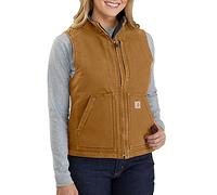 Carhartt Women's Loose Fit Washed Duck Sherpa-Lined Mock Vest, Brown, X-Large