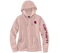 Carhartt Women's Size Relaxed Fit Midweight Logo Sleeve Graphic Sweatshirt, Ash Rose, 2X Plus