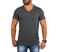 Carisma Herren Basic Uni T-Shirt einfarbiges Kurzarm Shirt tiefer V-Ausschnitt dehnbar Stretch 4066-4644, Grösse:4XL, Farbe:Dunkelgrau Melange (Regular Look)