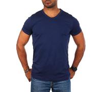 Carisma Herren Basic Uni T-Shirt einfarbiges Kurzarm Shirt tiefer V-Ausschnitt dehnbar Stretch 4066-4644, Grösse:4XL, Farbe:Dunkelblau (Regular Look)