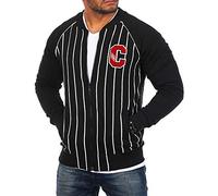 Carisma Herren College Sweatjacke gestreift Collegejacke Zipper Sweatshirt Kontrast Look Slim 5164, Grösse:L, Farbe:Schwarz