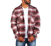 Carisma Herren Flanell Holzfäller Karo Hemd Jacke Warmer Woll Materialmix Regular fit kariert 8535-8536, Grösse:S, Farbe:rot-schwarz-weiß-kariert (8535)