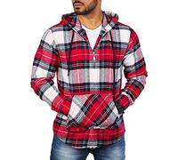 Carisma Herren Flanell Holzfäller Tunika Karo Hemd mit Kapuze und Reißverschluss weiche Qualität Regular fit kariert 8509, Grösse:S, Farbe:Rot