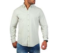 Carisma Herren Hemd Leinen Baumwoll Mix - Freizeit Shirt mit Button Down Kragen trendig lässig Basic Oberteil Langarm Regular fit - Modell 8529, Grösse:M, Farbe:Safari