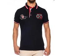 CARISMA Herren Polo-Shirt mit Stickerei, Schwarz, L