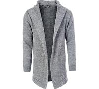 CARISMA Herren Strickjacke Herren Jacke mit Kapuze 7601, Grey, XL