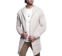 Carisma Herren Strickjacke Lang mit Kapuze • Herren Jacke mit Seitentaschen Lange Kapuzenjacke Herren angenehme Übergangsjacke für Männer 7601