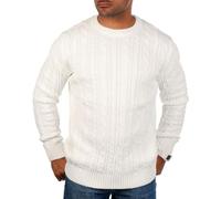 Carisma Herren Strickpullover mit Zopf Cable Strickmuster Uni Rundhals 7880, Grösse:L, Farbe:Creme-Weiß