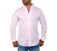 Carisma Herren Uni Langarm Stehkragen Hemd einfarbig Basic H-902-regular fit, Grösse:4XL, Farbe:Rosa