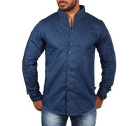 Carisma Herren Uni Langarm Stehkragen Hemd einfarbig Basic H-902-regular fit, Grösse:M, Farbe:Dunkelblau