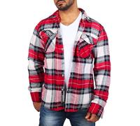 Carisma Herren warmes Flanell Holzfäller Karo Hemd Dicke weiche Qualität Regular fit kariert 8615, Grösse:M, Farbe:Rot (8515)