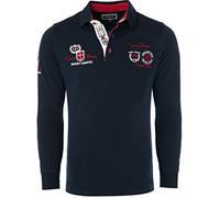 Carisma Langarm Poloshirt für Herren Baumwolle • Herren Langarmshirt mit Stickerei • Angenehmes Regular Fit Longsleeve für Büro und Freizeit (Navy, 5XL)
