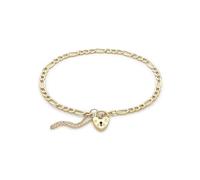 CARISSIMA Damen-Armband aus Gelbgold (9 ct) mit an Schloss und Sicherheit an einer Figarokette (3,3 mm) - 18 cm