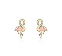 CARISSIMA Damen-Ohrstecker Flamingo Emaille rosa Gelbgold 9kt 4,8x8mm