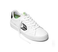 Cariuma SALVAS Premium Leder-Sneaker, bequeme Schuhe für Damen, leicht & nachhaltig, vielseitiges Freizeitschuhwerk mit 100% veganen Einlegesohlen, Gummisohlen, Weiß/Schwarzes Logo, 37.5 EU