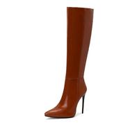 Carkuolary Womens Knee Hohe Stiefel Sexy Pointed Toe Stiletto High Heel Long Herbst Stiefel Mode & Klassischer Dress Schuhe für Frauen Mädchen Damen Dark Braun Große 38