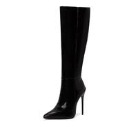 Carkuolary Womens Knee Hohe Stiefel Sexy Pointed Toe Stiletto High Heel Long Herbst Stiefel Mode & Klassischer Dress Schuhe für Frauen Mädchen Damen Schwarz Große 41
