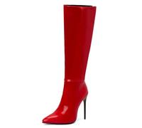Carkuolary Womens Knee Hohe Stiefel Sexy Pointed Toe Stiletto High Heel Long Herbst Stiefel Mode & Klassischer Dress Schuhe für Frauen Mädchen Damen Burgundy Große 42