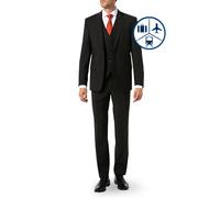 Carl Gross Anzug Herren Regular Fit Reverskragen V-Ausschnitt Schurwoll-Stretch schwarz, 32