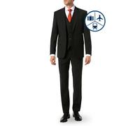 Carl Gross Anzug Herren Regular Fit Reverskragen V-Ausschnitt Schurwoll-Stretch schwarz, 58