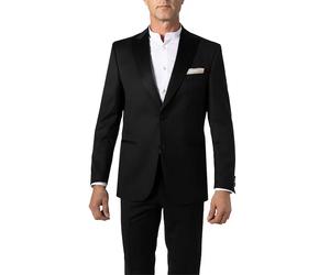 Carl Gross Smoking-Sakko Herren Slim Fit Reverskragen Schurwolle schwarz, 106