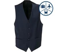 Carl Gross Weste Herren Regular Fit V-Ausschnitt Schurwoll-Stretch blau, 31