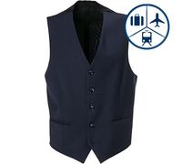 Carl Gross Weste Herren Regular Fit V-Ausschnitt Schurwoll-Stretch blau, 48