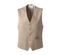 Carl Gross Weste Herren Slim Fit V-Ausschnitt Schurwolle beige, 26