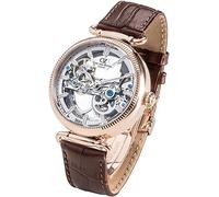 Carl von Zeyten Elzach Automatik Herren Armbanduhr aus Edelstahl und Leder in der Farbe Roségold-Braun 42mm, Wasserdichtigkeit: 3Bar, CVZ0031RWH