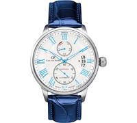 Carl von Zeyten Münstertal Automatik Herren Armbanduhr aus Edelstahl und Leder in der Farbe Silber-Blau 45mm, Wasserdichtigkeit: 10Bar, CVZ0082WHS