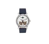 Carl von Zeyten Schauinsland Automatik Herren Armbanduhr aus Edelstahl und Leder in der Farbe Silber-Blau-Weiß 46mm, Wasserdichtigkeit: 5Bar, CVZ0085WHS