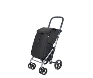 Carlett - Classic Duo | Faltbarer Einkaufswagen mit Gratis-Haken | Robuster Einkaufswagen | 4 Räder | Verstellbarer Lenker mit Bremse | Schwarz