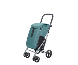 Carlett - Classic Duo | Faltbarer Einkaufswagen mit Gratis-Haken | Robuster Einkaufswagen | 4 Räder | Verstellbarer Lenker mit Bremse | Grün