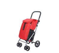 CARLETT | Einkaufstrolley mit 4 Rädern | Lett430 CLASSIC duo | Zusammenklappbarer Einkaufswagen mit großer Kapazität, 25kg, 53L Einkaufstasche, 9L Thermotasche und Rückenfach | Ruby Rot