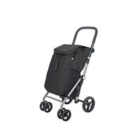 CARLETT | Einkaufstrolley mit 4 Rädern | Lett430 CLASSIC duo | Zusammenklappbarer Einkaufswagen mit großer Kapazität, 25kg, 53L Einkaufstasche, 9L Thermotasche und Rückenfach | Volcano Schwarz