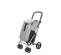 Carlett - Classic Duo Lett430 | Zusammenklappbarer Einkaufswagen | 4-Rad-Einkaufswagen | Verstellbarer Lenker und Sicherheitsbremse | Erweiterbare Tasche 53 l + Isothermtasche 10 l | Grau