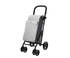Carlett - Einkaufstrolley, Faltbarer Supermarkt-Trolley, mit 4 regenfesten Rädern und Einer großen Kapazität von 25kg, Haupttasche 36L, Thermic 7,5L und Hecktasche - Ice Grau Farbe