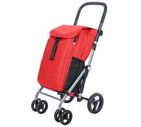 Carlett Einkaufstrolley Klappbar 63L Groß Einkaufswagen Klappbar Mit Kühlfach, 4 Räder, Abnehmbar, Wasserdicht, Griff Verstellbar, Shopping Trolley Foldable Shopping Cart XXL, Classic Duo, Rot