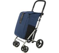 Carlett Einkaufstrolley mit 4 Rädern, faltbar, 53 L Tasche bis 15 kg + 10 L Thermofach, höhenverstellbarer Griff, Sicherheitsbremse, auf 2 Räder umstellbar - Classic Duo, Blaue