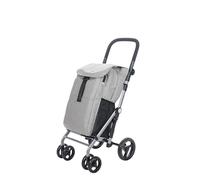 Carlett Einkaufstrolley mit 4 Rädern, faltbar, 53 L Tasche bis 15 kg /10 L Thermofach, höhenverstellbarer Griff, Sicherheitsbremse, auf 2 Räder umstellbar - Classic Duo, Weiß