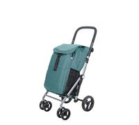 Carlett - Einkaufswagen, Faltbarer Supermarkt-Trolley, mit 4 regenfesten Rädern und einem großen Fassungsvermögen von 25kg, Haupttasche 53L, Thermotasche 9L und Hecktasche - Farbe Grün