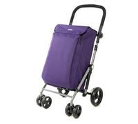 Carlett Einkaufstrolley mit 4 Rädern, faltbar, 58 L Tasche bis 32 kg + 12 L Thermofach, höhenverstellbarer Griff, Sicherheitsbremse, auf 2 Räder umstellbar - Lite Family, Violette