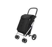Carlett - Einkaufswagen, Faltbarer Supermarkt-Trolley, mit 4 regenfesten Rädern und einem großen Fassungsvermögen von 32kg, Haupttasche 64L, Thermotasche 10,5L und Hecktasche - Farbe Schwarz
