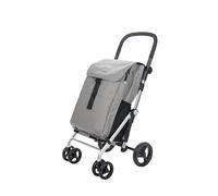 Carlett - Einkaufswagen, Faltbarer Supermarkt-Trolley, mit 4 regenfesten Rädern und einem großen Fassungsvermögen von 32kg, Haupttasche 64L, Thermotasche 10,5L und Hecktasche - Farbe Grau