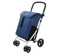 Carlett Einkaufstrolley mit 4 Rädern, faltbar, 64 L Tasche bis 32 kg + 12 L Thermofach, höhenverstellbarer Griff, Sicherheitsbremse, auf 2 Räder umstellbar - Classic Family, Blaue